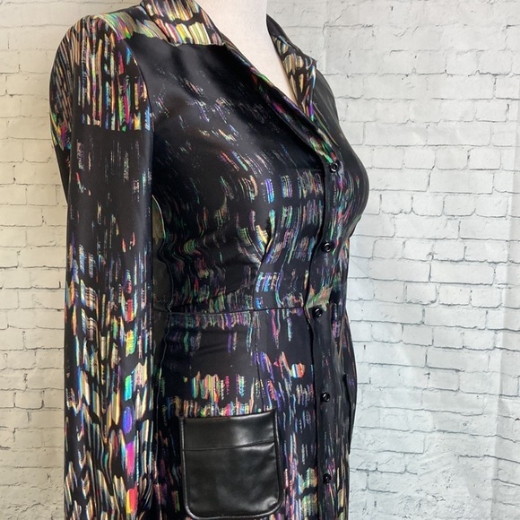 GILES Cinq a Sept SILK Dress Sz 40 US 4 Psychedelic Iridescent Maximalist Luxury - Picture 9 of 16